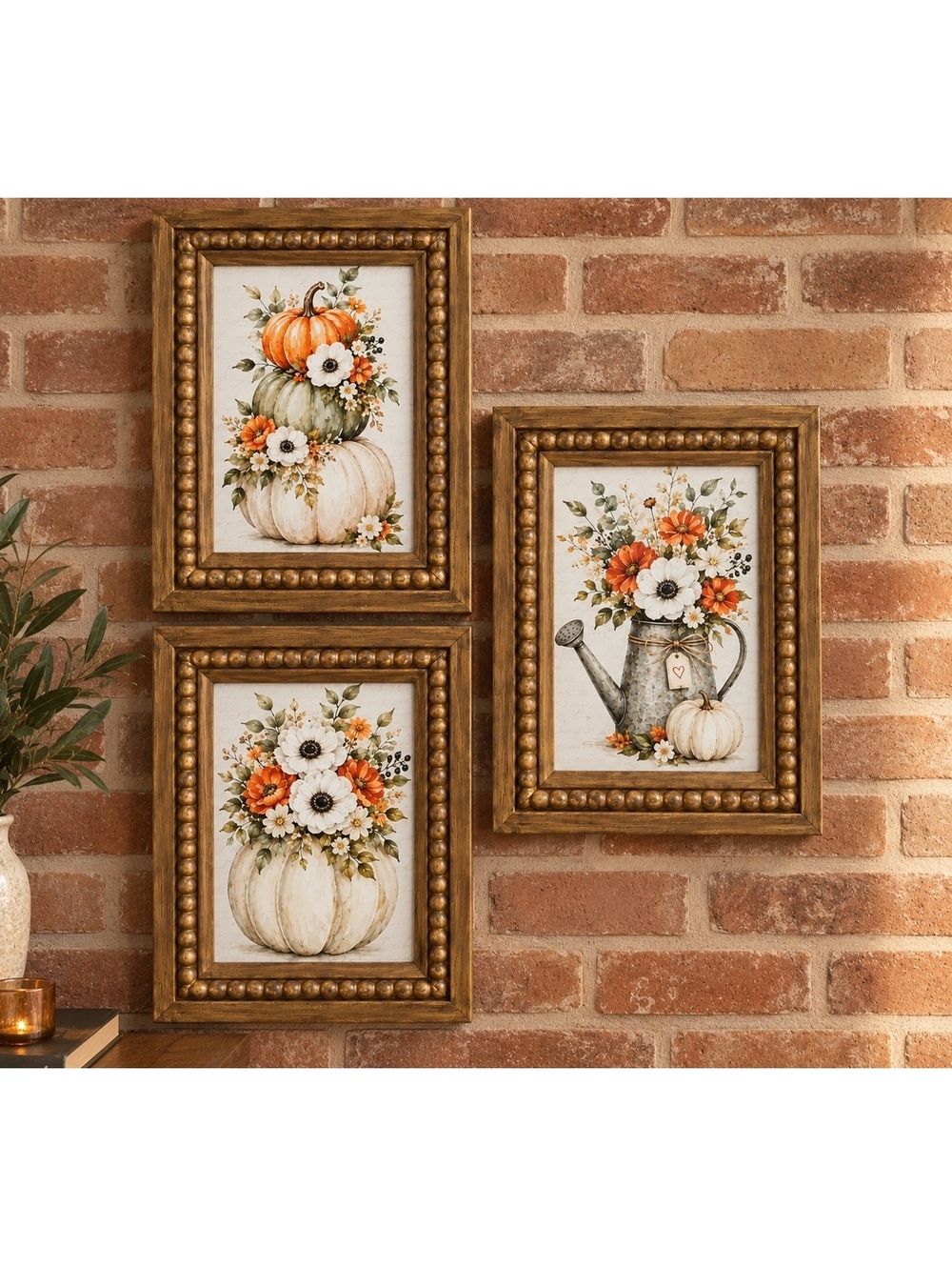 Set of 3 Vintage inspired Fall wall or desk decor